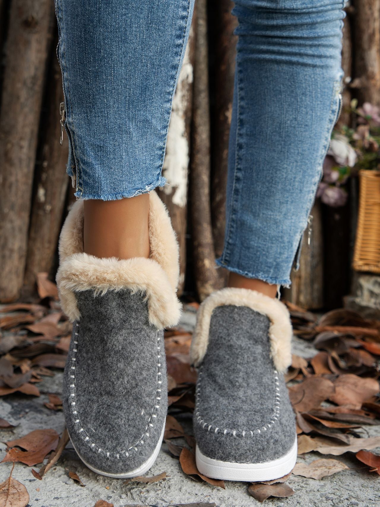 Furry Suede Toe Flat Sneakers
