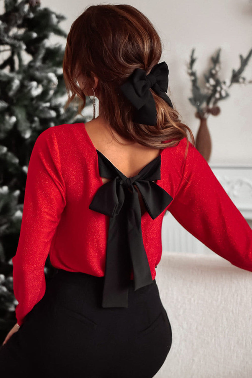 V-Neck Long Sleeve Blouse